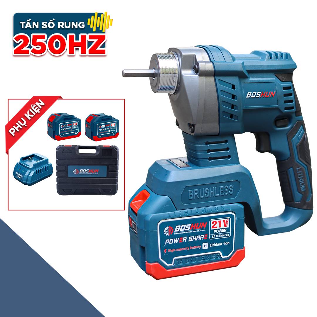Máy đầm dùi bê tông pin Boshun BS-MDD35BL, chuyên đầm dùi, nén bê tông, chính hãng - image 1