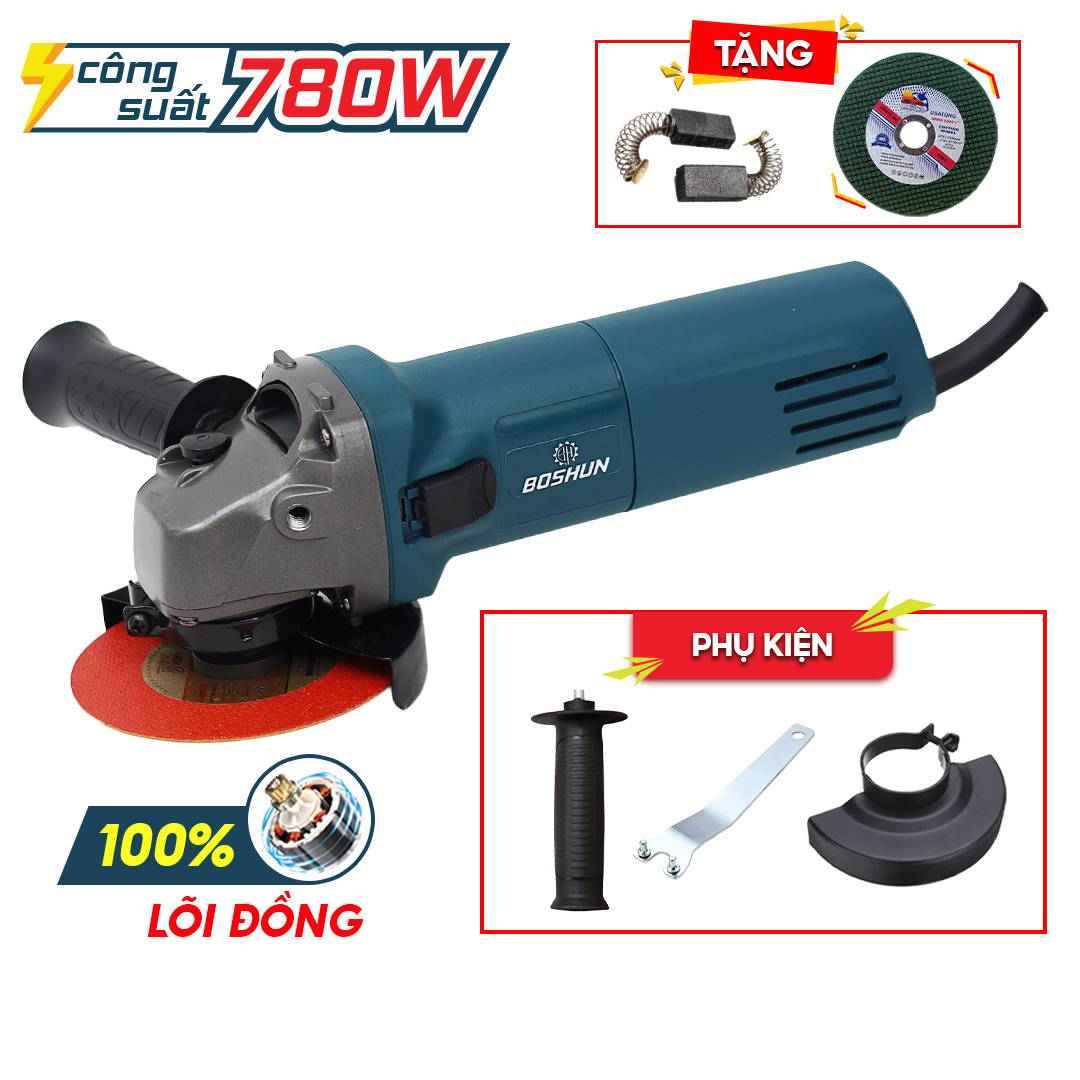 Máy mài điện Boshun BS-AG780W, công suất 780W, tặng thêm tay cầm phụ và cờ lê tháo đá - image 1