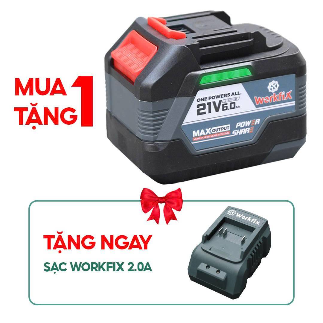 Pin 15 cell Workfix WF-BK6000PLUS, tặng sạc 2.0A, mạch 6 MOSFET, dòng xả cao 10C - image 1