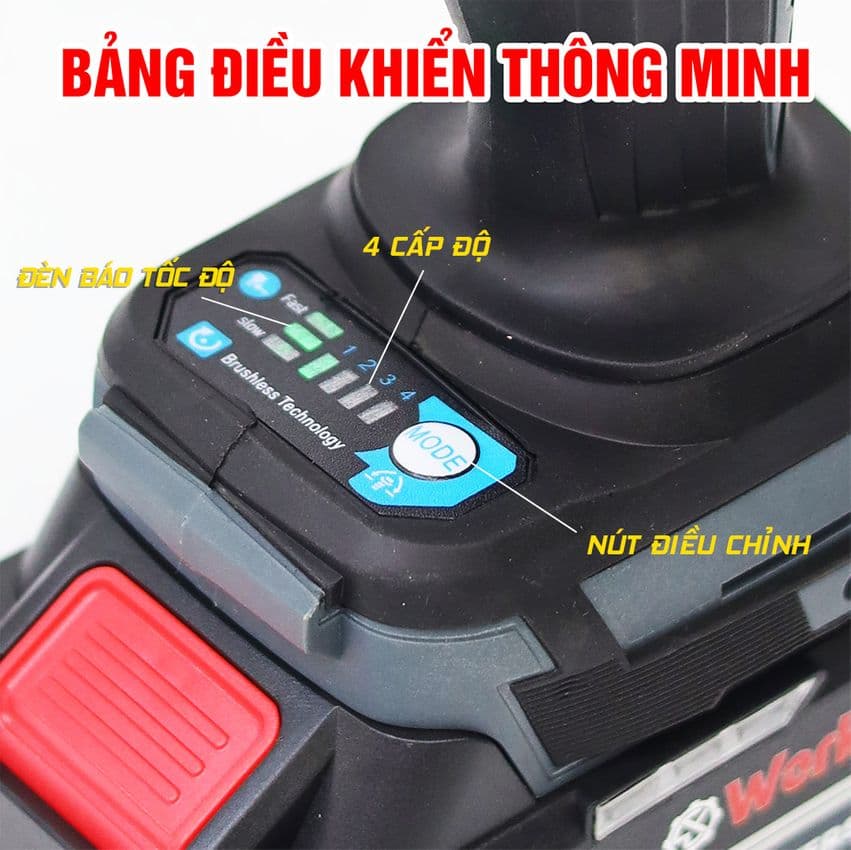 Máy siết bulong pin Workfix WF-IW780N (780N.m) - Đầu bulong 1/2 inch — BẢNG ĐIỀU KHIỂN CHỨC NĂNG