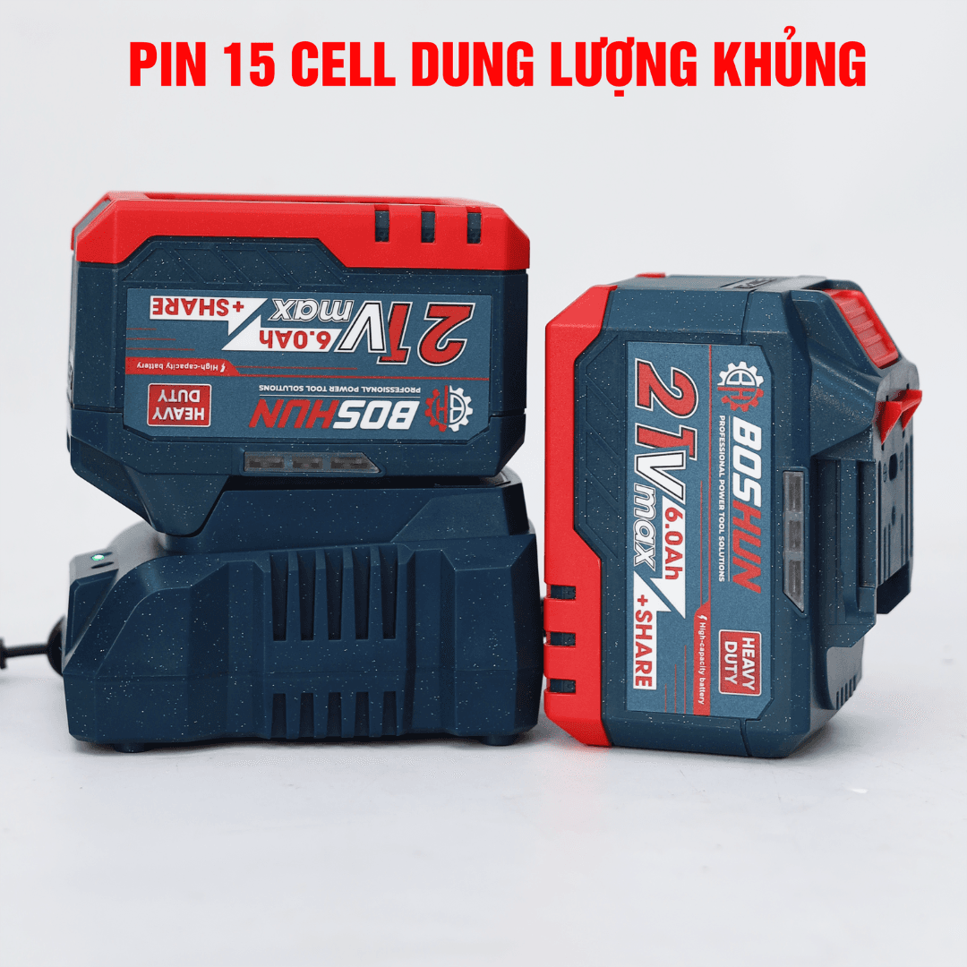 Máy khoan búa pin Boshun BS-RH2802BL - Chống rung AVS, Chống lật cổ tay — bộ sạc pin 15 cell 6.0Ah