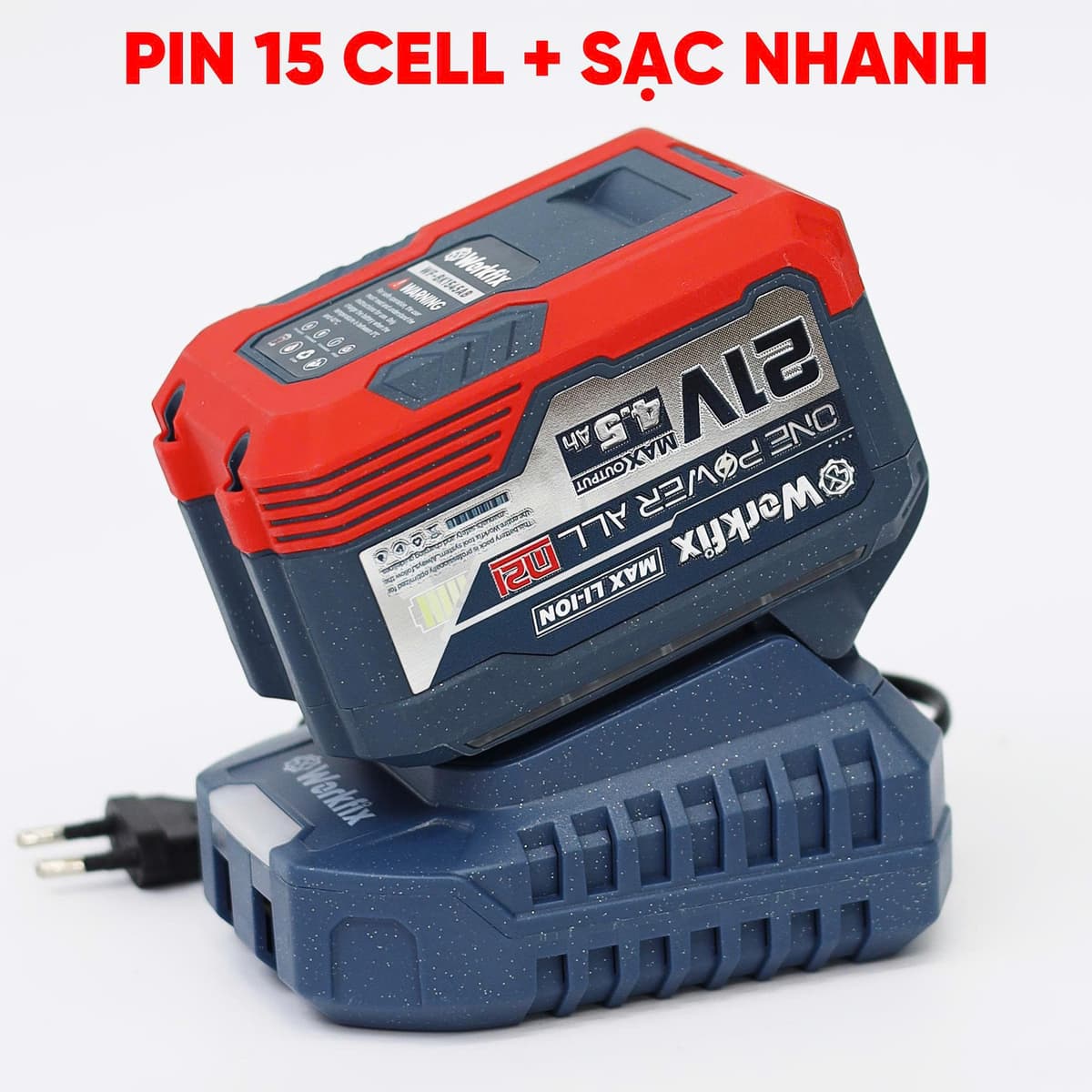 Máy cưa xích Workfix WF-CS0802PRO, 8inch, Không chổi than, Tra nhớt tự động — PIN 15CELL DÙNG 4-5H