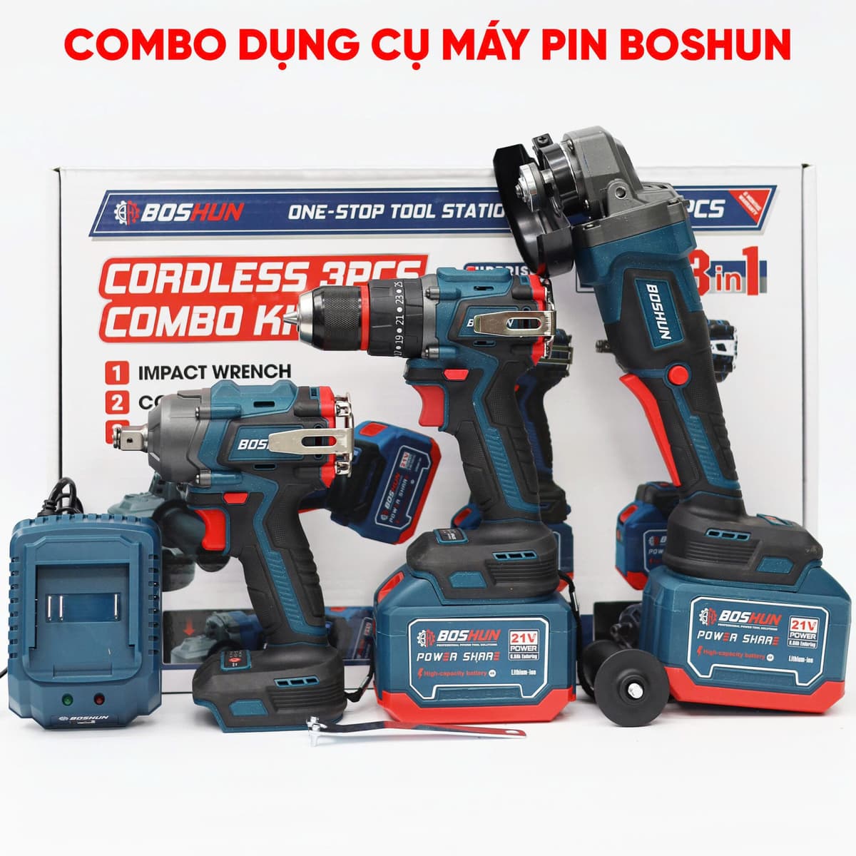 Combo 3in1 Mài, Khoan, Siết Bulong Pin Boshun BS-CB03PCS - image 1