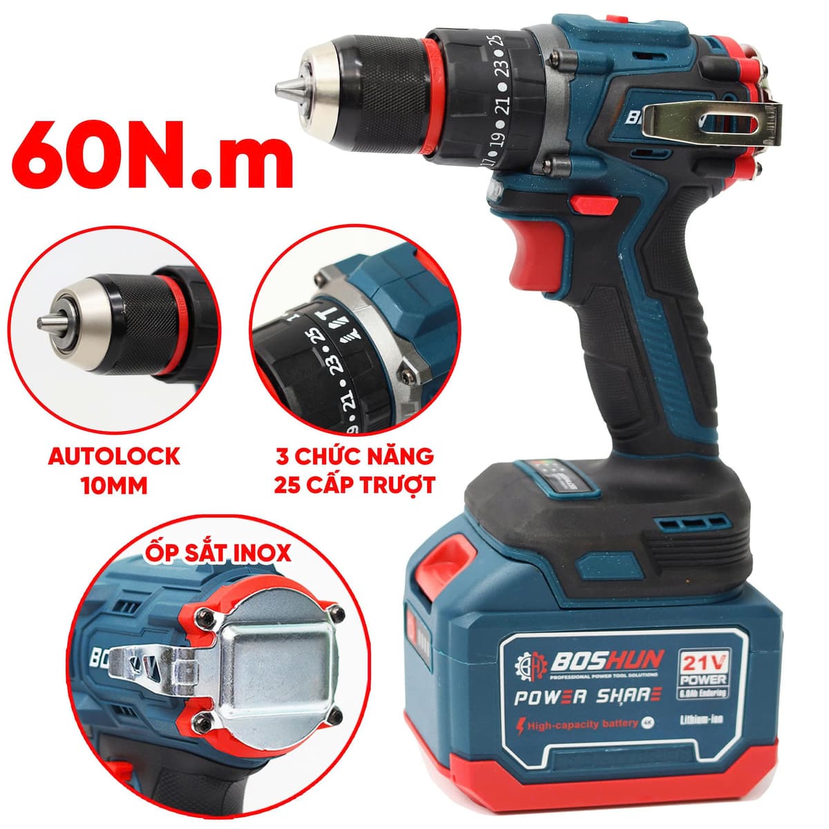 Combo 3in1 Mài, Khoan, Siết Bulong Pin Boshun BS-CB03PCS — MÁY KHOAN 3 CHỨC NĂNG