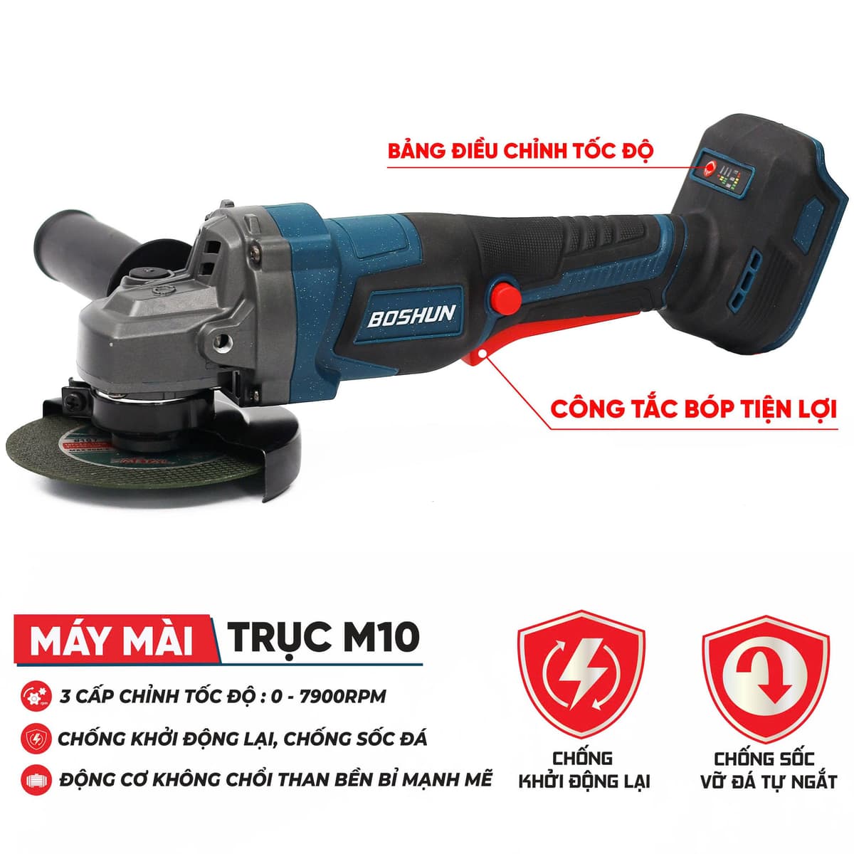 Combo 3in1 Mài, Khoan, Siết Bulong Pin Boshun BS-CB03PCS — MÁY MÀI TRỤC M10