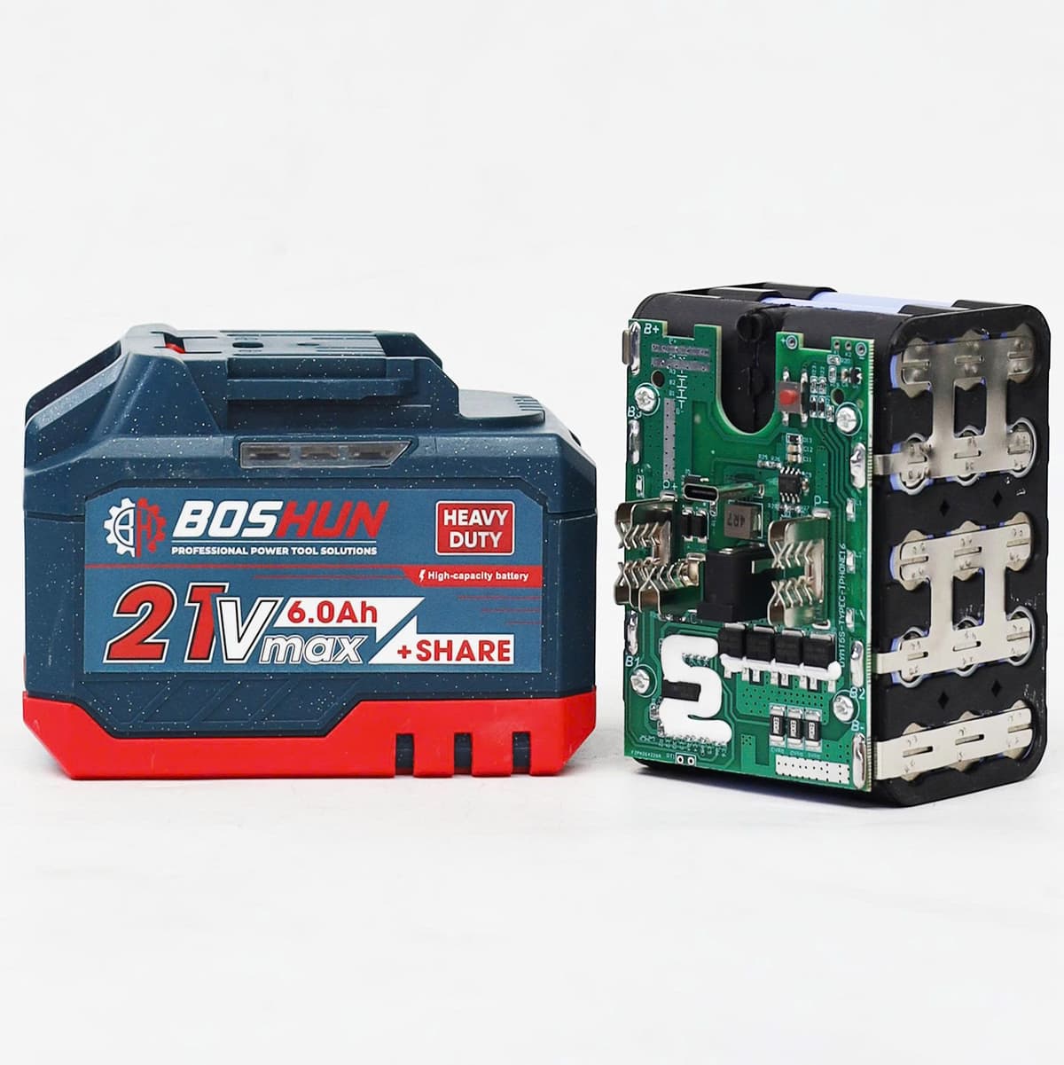 COMBO PIN 15 CELL + SẠC BOSHUN BS-BK1506C, DUNG LƯỢNG CỰC LỚN, BẢNG MẠCH BỀN BỈ, CÓ CỔNG SẠC NHANH — BẢNG MẠCH THỰC TẾ