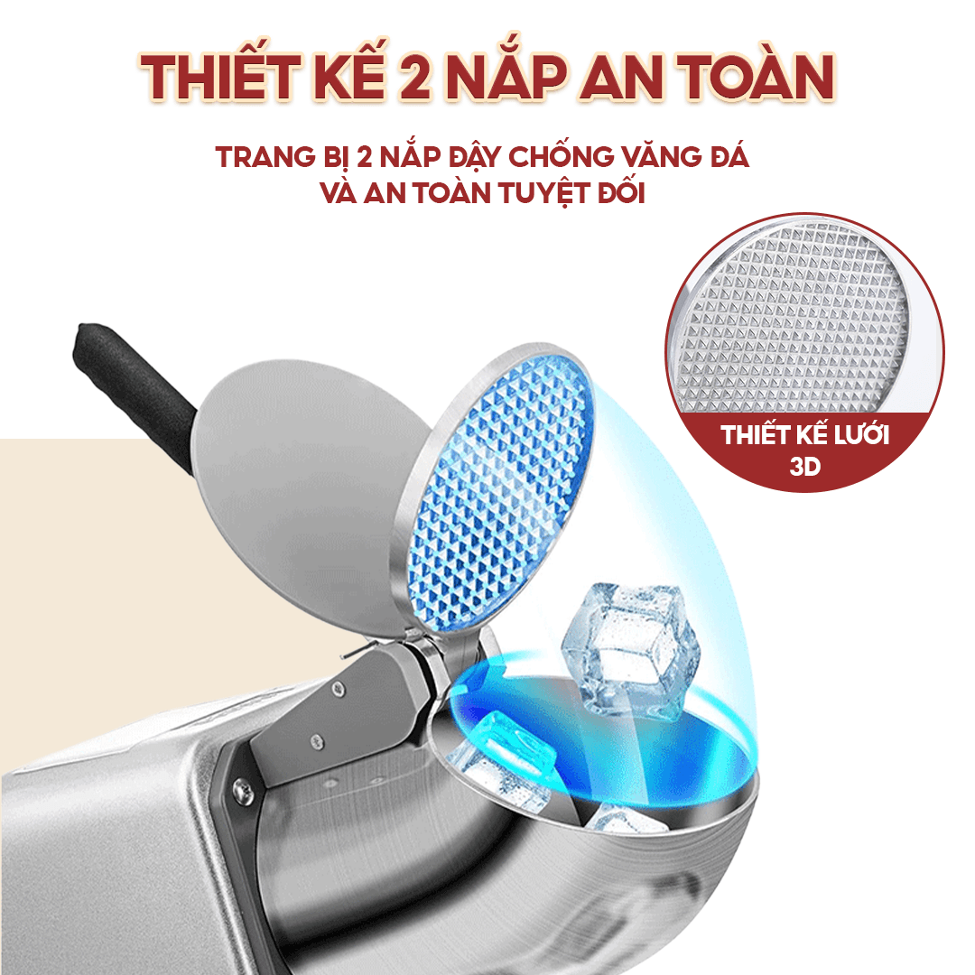Máy Bào Đá Venko VK-IC500 4 Lưỡi - 2 Nắp - Công suất 500W - Bảo hành 6 tháng — MÁY BÀO ĐÁ 2 NẮP