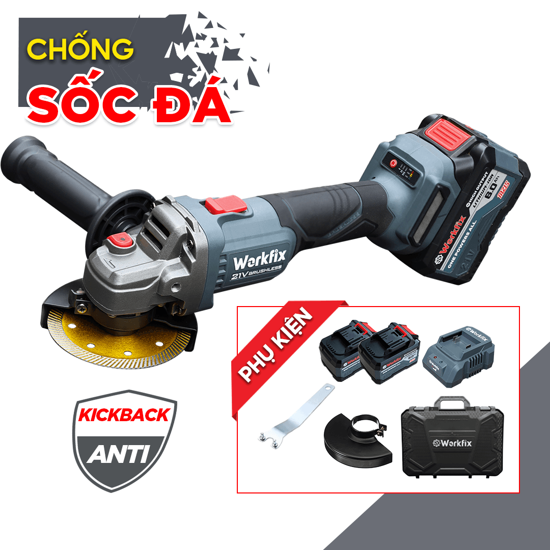 Máy mài Workfix WF-AG100BV - Chống lật cổ tay - image 1