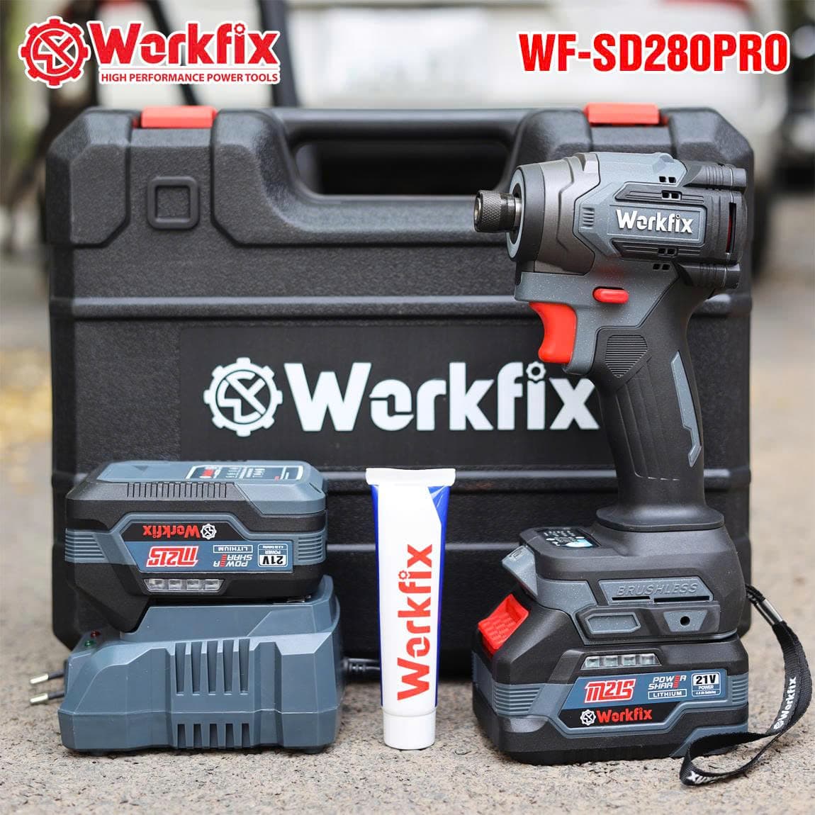 Máy Chuyên vít Workfix WF-SD280CP, Lực siết 280Nm, Điều tốc 4 cấp và 4 Tính năng, Giảm rung AVS - Không chổi than — ĐỘNG CƠ KHÔNG CHỔI THAN