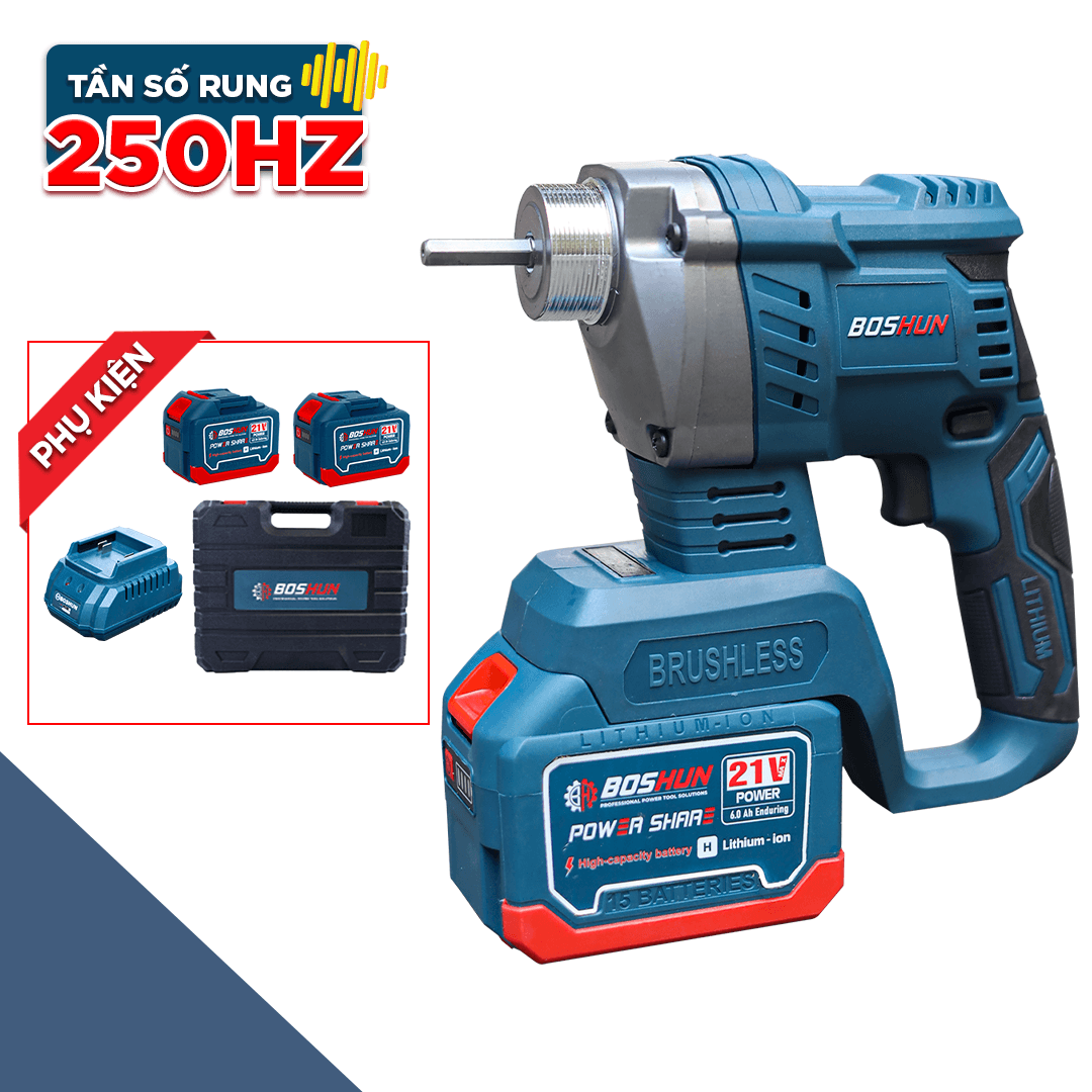 Máy Đầm Dùi Bê Tông Pin Boshun BS-MDD35BL - Chuyên Đầm Dùi, Nén Bê Tông, Bảo Hành Chính Hãng 12 Tháng