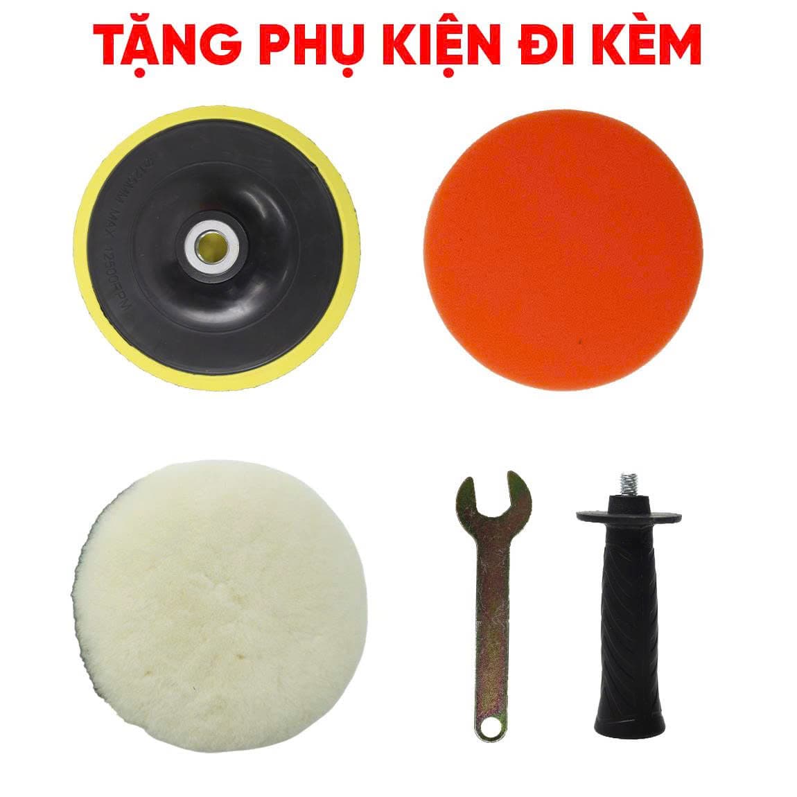 Máy đánh bóng cầm tay BOSHUN BS-GV6100 - Tặng phớt lông cừu và mút - Công suất 700W — TẶNG BỘ PHỤ KIỆN