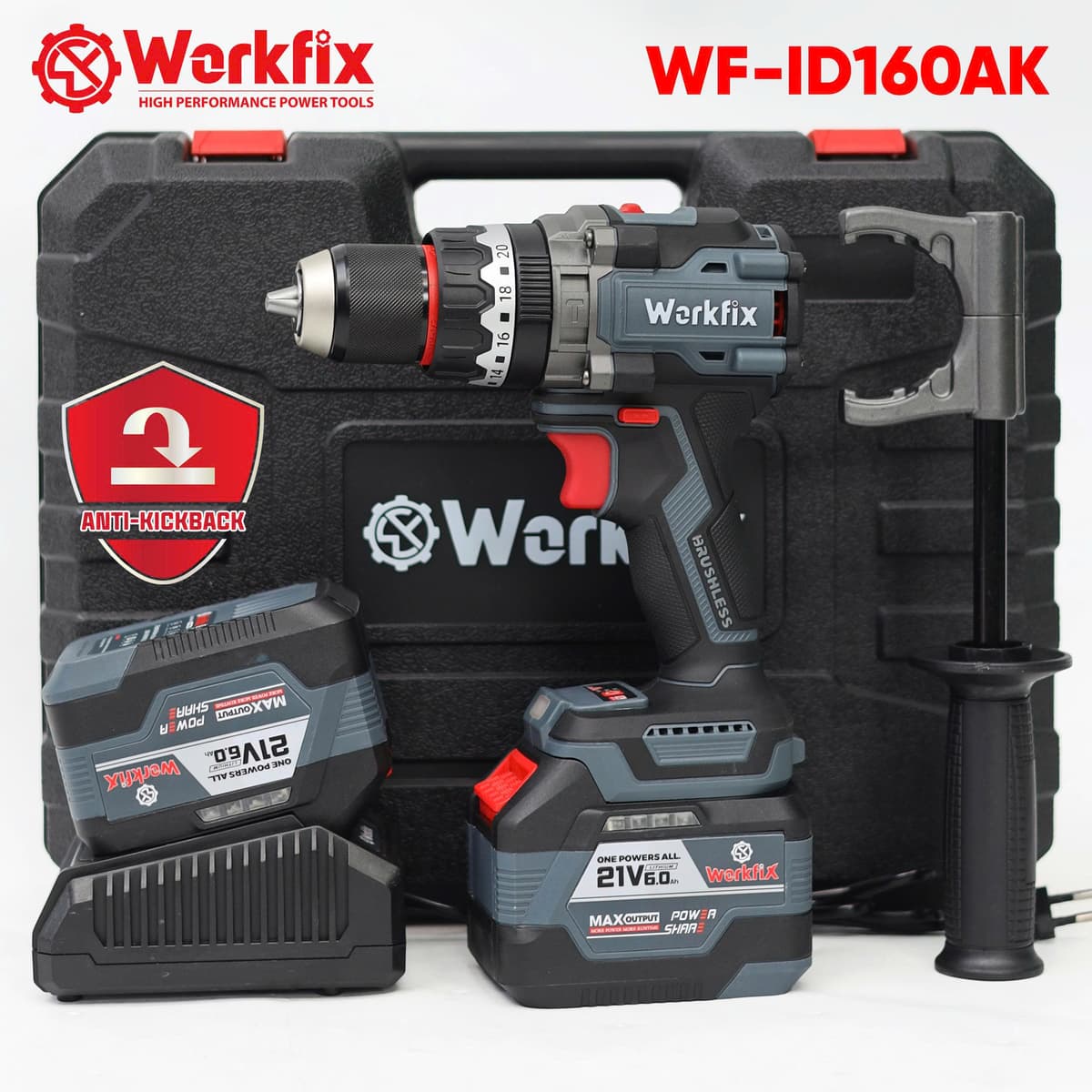 Máy Khoan Pin 160N WORKFIX WF-ID160AK - Không Chổi Than - Chuyên Khoan Tường, Khoan Rút Lõi, Bắt Vít - image 1