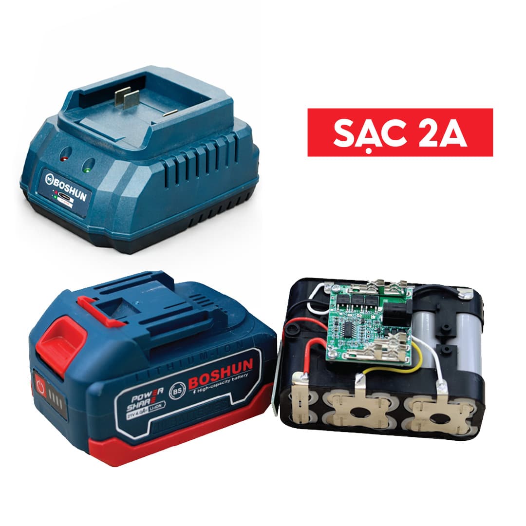 Máy Khoan Pin Bossun M21B-ID100N – Động Cơ Lõi Đồng, 3 Chức Năng, Pin 21V Dung Lượng Cao — PIN 21V, 15 CELL CỰC KHỎE