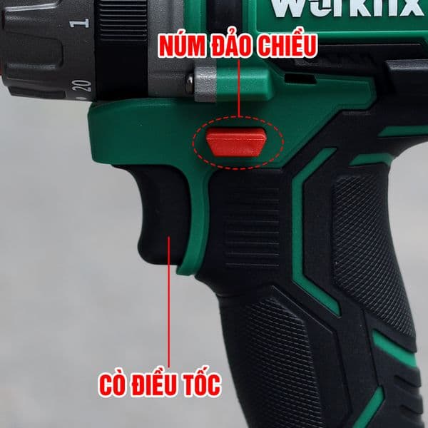 Máy Khoan Pin WORKFIX WF-ID13100AK Lực 100N Chuyên Rút Lõi, Khoan Tường, Bắn Vít, Không Chổi Than — CÒ ĐIỀU TỐC
