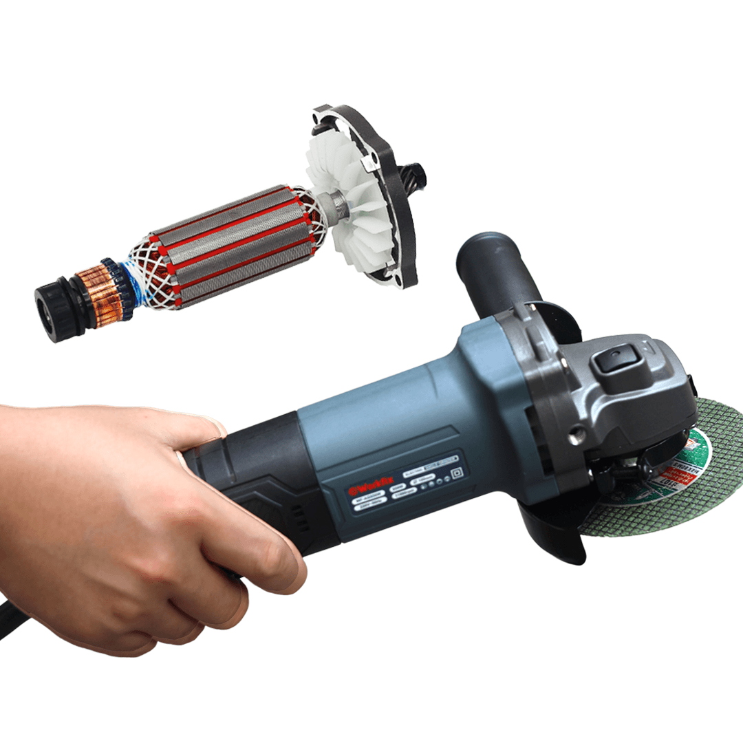 Máy mài cầm tay WORKFIX WF-AG950W, Công suất 950W, Công tắc đuôi, Tặng 1 cặp chổi than — ĐỘNG CƠ 100% LÕI ĐỒNG