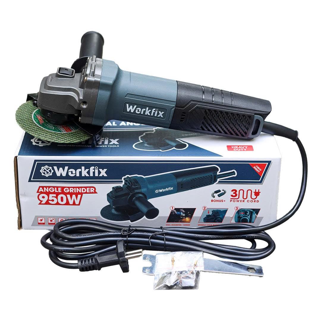 Máy mài cầm tay WORKFIX WF-AG950W, Công suất 950W, Công tắc đuôi, Tặng 1 cặp chổi than — TRỌN BỘ SẢN PHẨM