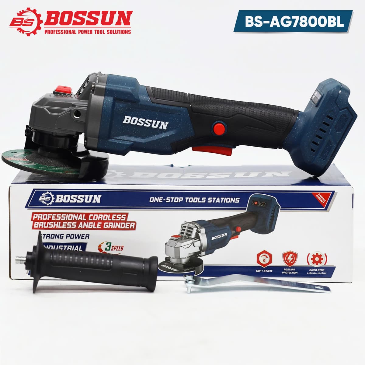 MÁY MÀI GÓC CHẠY PIN BOSSUN BS-AG7800BL, ĐỘNG CƠ KHÔNG CHỔI THAN, 13 CẤP TỐC ĐỘ, CHỐNG SỐC ĐÁ - image 1