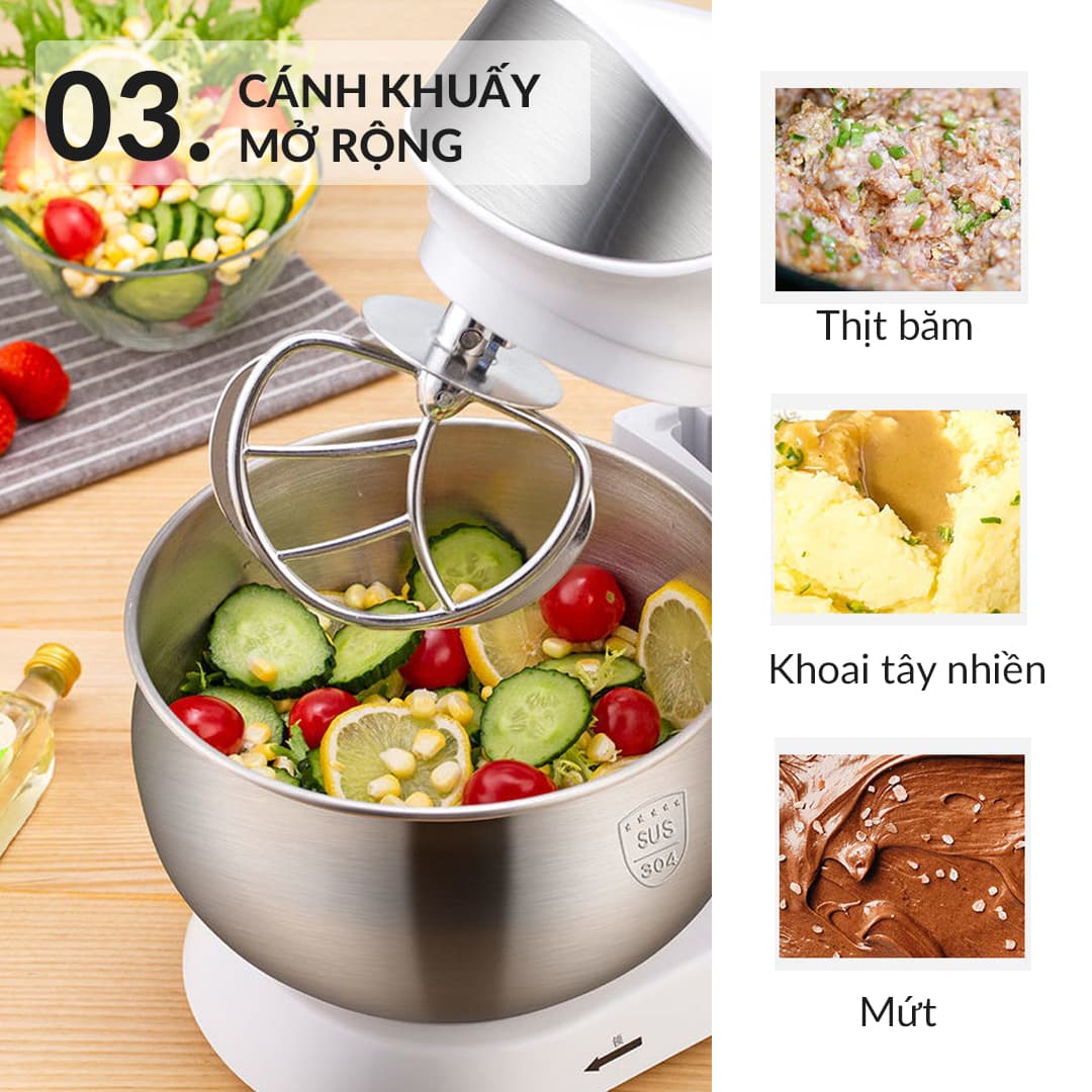 Máy Nhào Bột Venko Cỡ Lớn 3.5 Lít - Tặng Ngay 3 Đầu Trộn - Nhào Bột, Đánh Trứng, Quết Chả Giò — ĐẦU TRỘN CHỮ Y