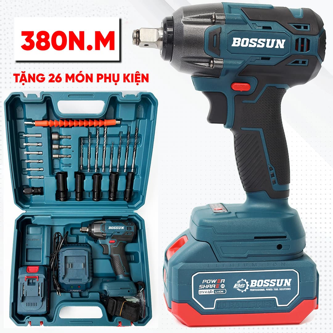 Máy Siết Bulong BOSHUN Lực siết 850N.m - Mở Ốc Ô Tô Tải Dễ Dàng - Bảo Hành Chính Hãng 12 Tháng