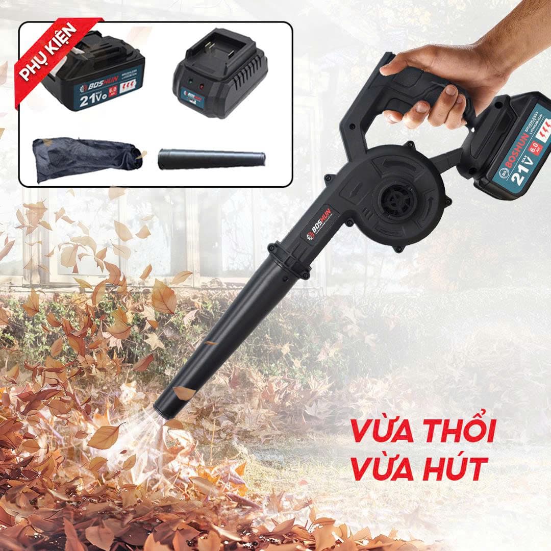 Máy Thổi, Hút Bụi Boshun Đen Công Suất 680W, Chân Pin Phổ Thông, Tốc Độ Gió Cực Mạnh, Bảo Hành 12 Tháng