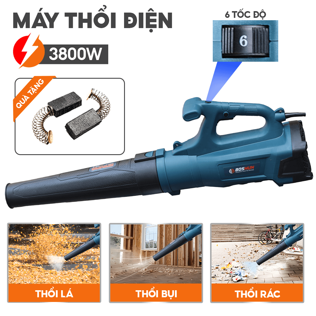Máy thổi lá điện BOSSUN BS-TL3800W, Công suất 3800W, Dây điện dài 5m, 6 Tốc độ, Bảo hành 12 tháng — CÔNG DỤNG SẢN PHẨM