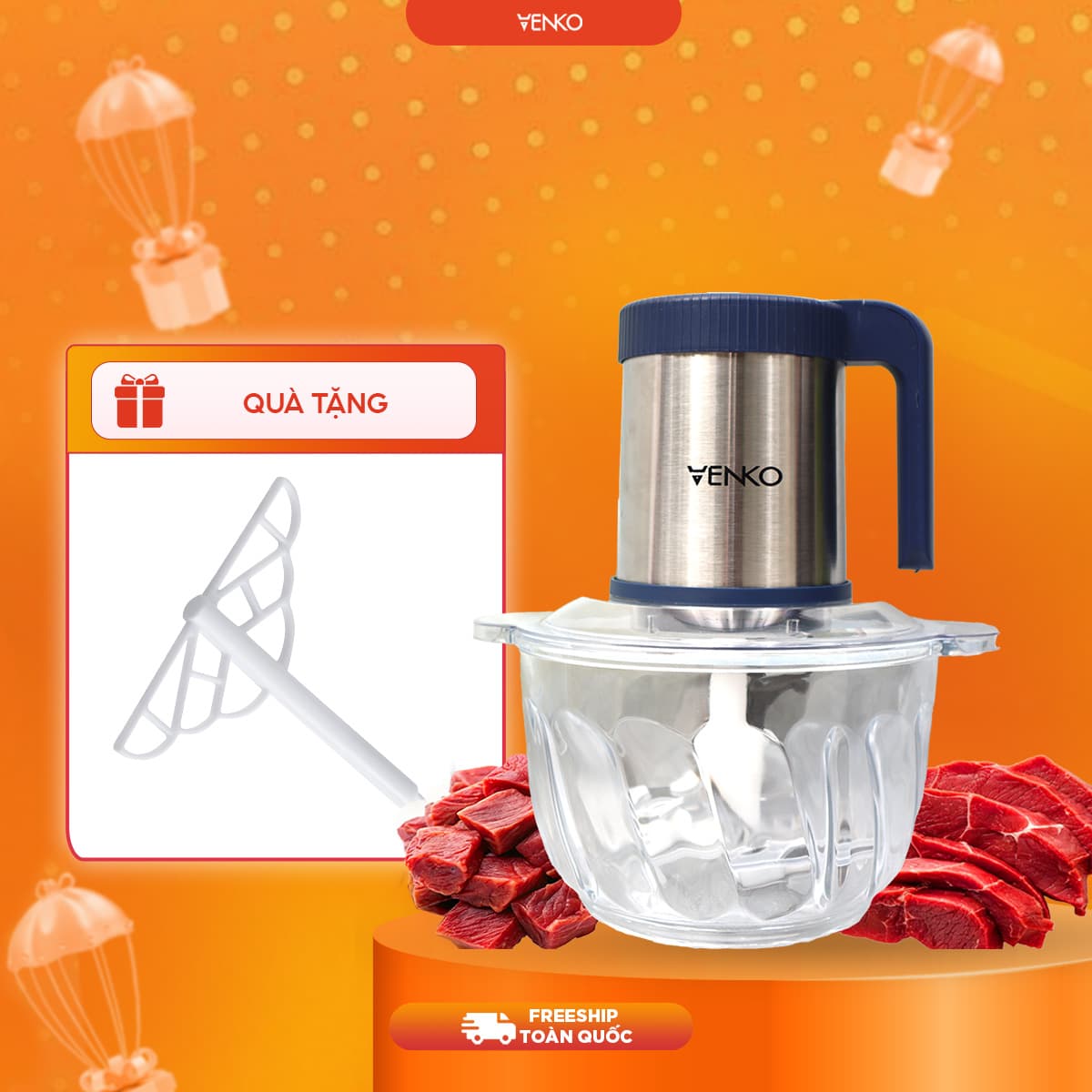 MÁY XAY THỊT 4 LƯỠI ĐA NĂNG VENKO - Xay NHUYỄN tất cả chỉ trong 3 giây - image 1