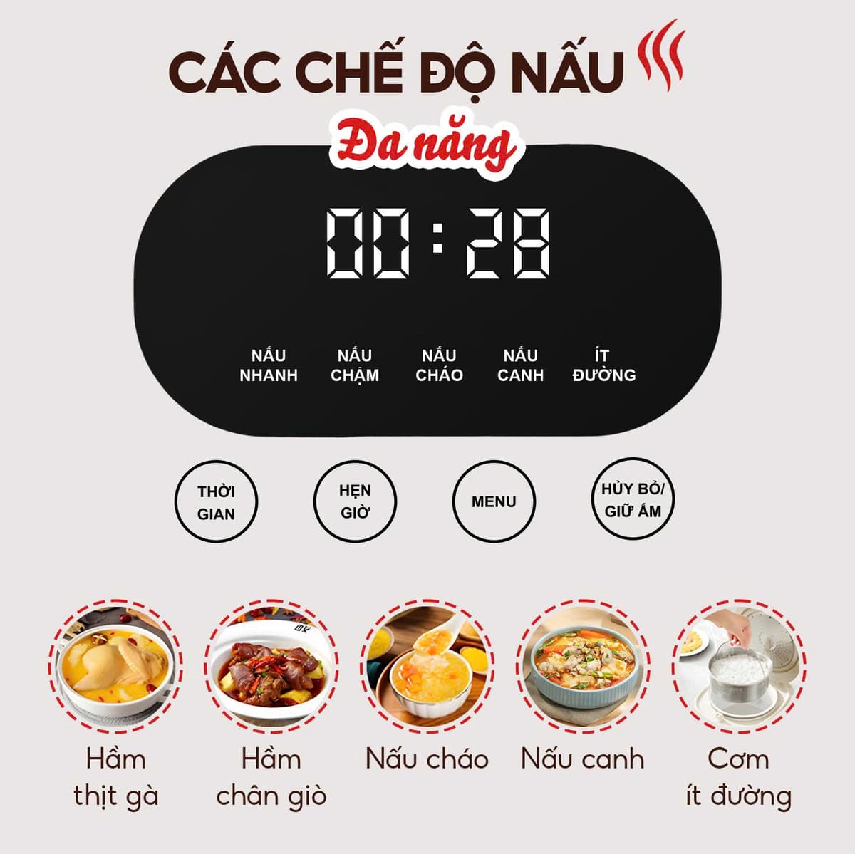 Nồi Cơm Điện Tách Đường VENKO VK-TD3L, Nấu Cơm, Hầm Gà, Nấu Cháo, Chính Hãng Từ Nhật Bản — ĐA CHỨC NĂNG NẤU SẴN
