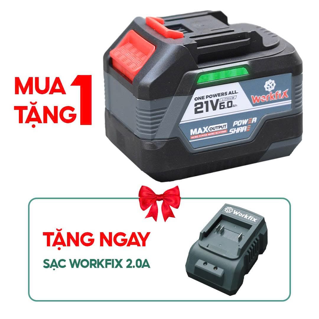 Pin 15 Cell WORKFIX WF-BK6000PLUS, Tặng sạc 2.0A, Mạch 6 mosfed, Dòng xả cao 10C - image 1