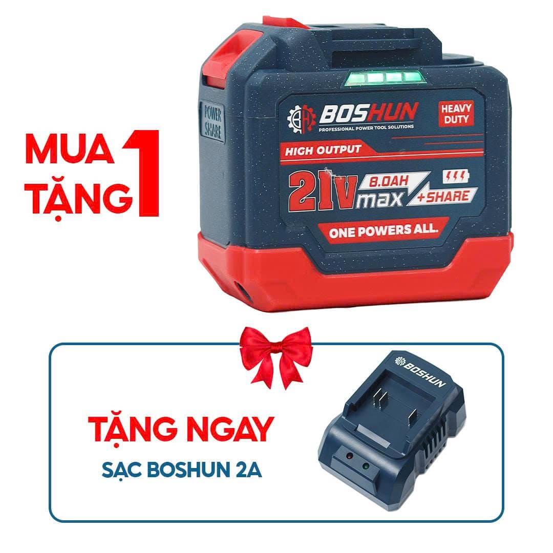 Pin 20 Cell Boshun BS-CB8000 - Tặng Sạc 2A - Có Đèn Báo Pin, Vỏ ABS
