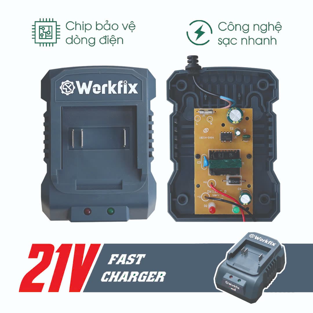 Pin WORKFIX WF-BK4000PLUS 10 Cell Mạch 4 mosfed, Vỏ chống cháy nổ, Đèn báo pin, Dòng xả cao, Bảo hành 12 tháng — TẶNG SẠC 2A