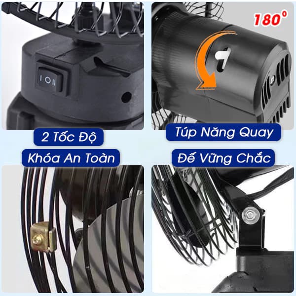 Quạt 8Inch Boshun 2 Tốc Độ, Quay 180°, Sử Dụng Liên Tục 10 Tiếng, Bảo Hành 12 Tháng — THIẾT KẾ THÔNG MINH