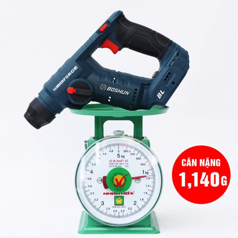 Máy khoan bê tông pin nhỏ gọn BOSHUN BS-RH2002CP , 3 Tốc độ, Lực đập 1.7J - Khoan thường, Khoan búa — THIẾT KẾ GỌN NHẸ
