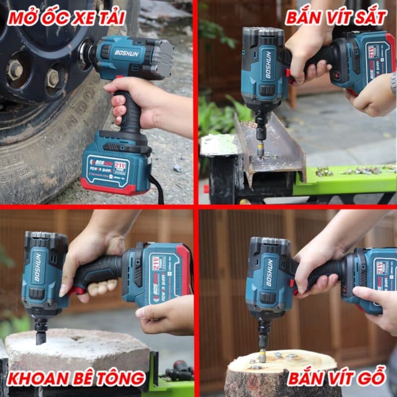 Máy Siết Bulong BOSHUN BS-IW750N Lực siết 750N.m - Mở Ốc Ô Tô Tải Dễ Dàng - Bảo Hành Chính Hãng 12 Tháng — ĐA CHỨC NĂNG – MẠNH MẼ