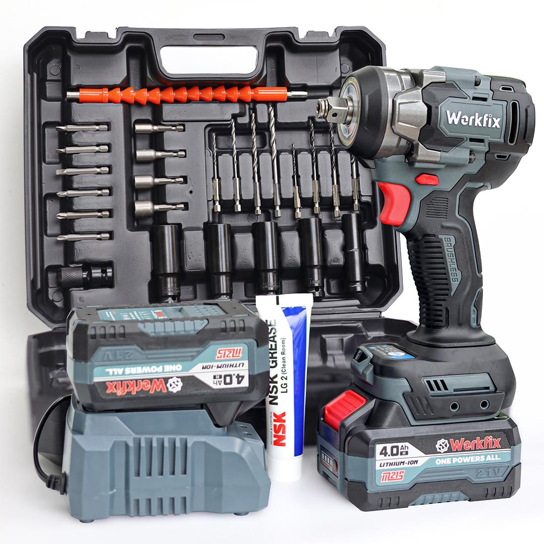Máy siết bulong Workfix WF-IW470N (470N.m), kèm 26 món phụ kiện