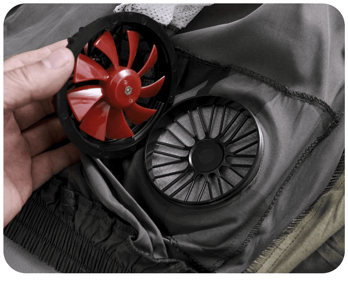 Áo điều hoà Nhật Bản MLS cao cấp 24V — Thiết kế quạt nhanh chóng tản mồ hôi cực kì thoáng mát