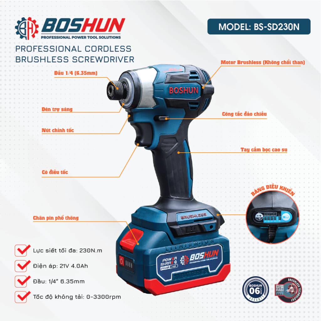 MÁY CHUYÊN BẮN BOSHUN BS-SD230N, 5 MỨC TỐC ĐỘ, LỰC SIẾT 230N.m — - SD230N là một sản phẩm đến từ thương hiệu BOSHUN - thương (1)