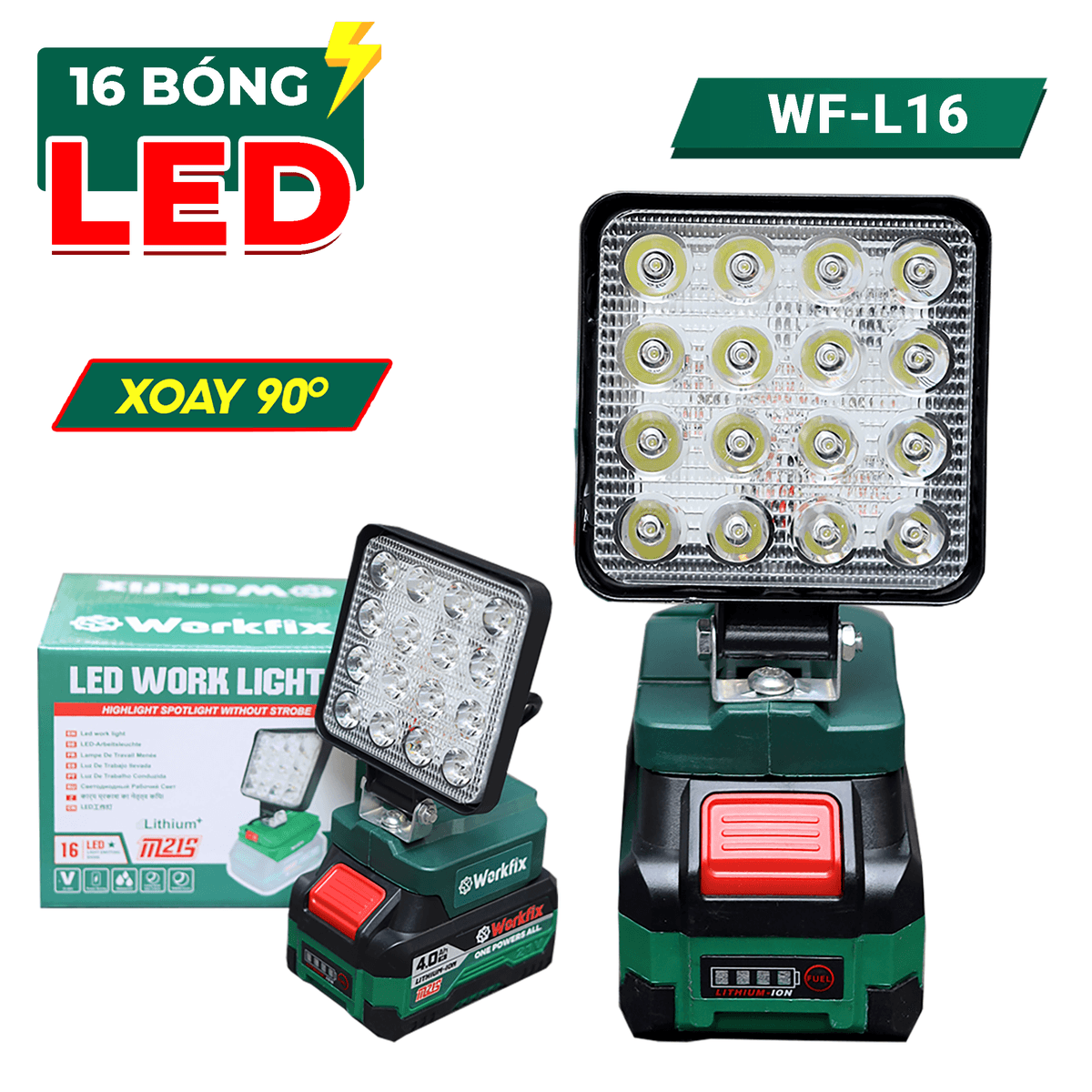 Đèn LED chạy pin chân phổ thông Workfix WF-L16, 16 bóng led dùng liên tục trong nhiều giờ