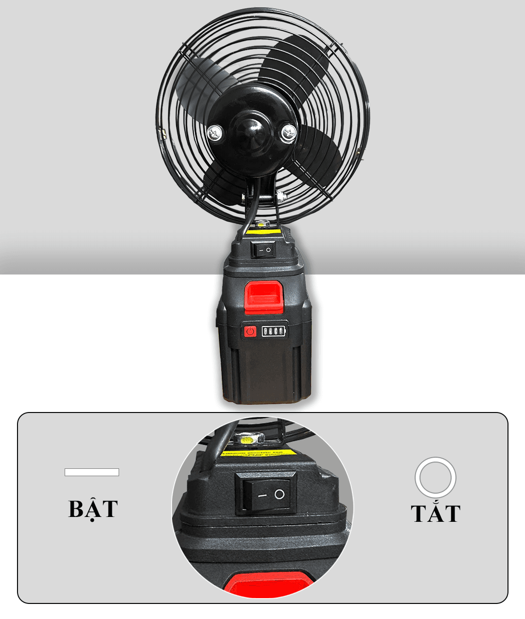 Quạt tích điện dùng pin Lithium Boshun BS-Q1203 - Đường kính 8 inch (Chân pin phổ thông) — ĐƠN GIẢN DỄ DÀNG SỬ DỤNG