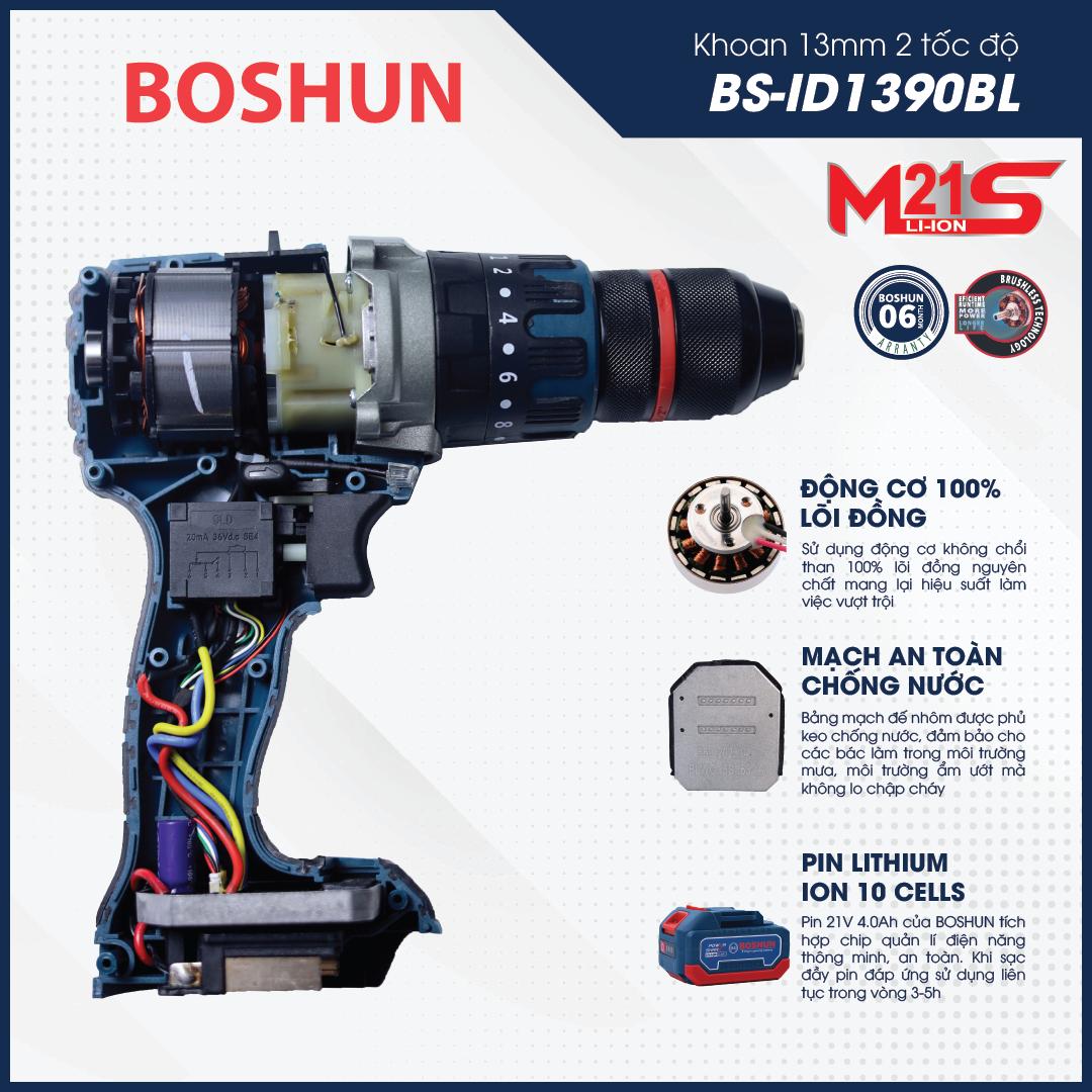 Máy khoan pin Boshun BS-ID1390BL — ảnh sản phẩm 3