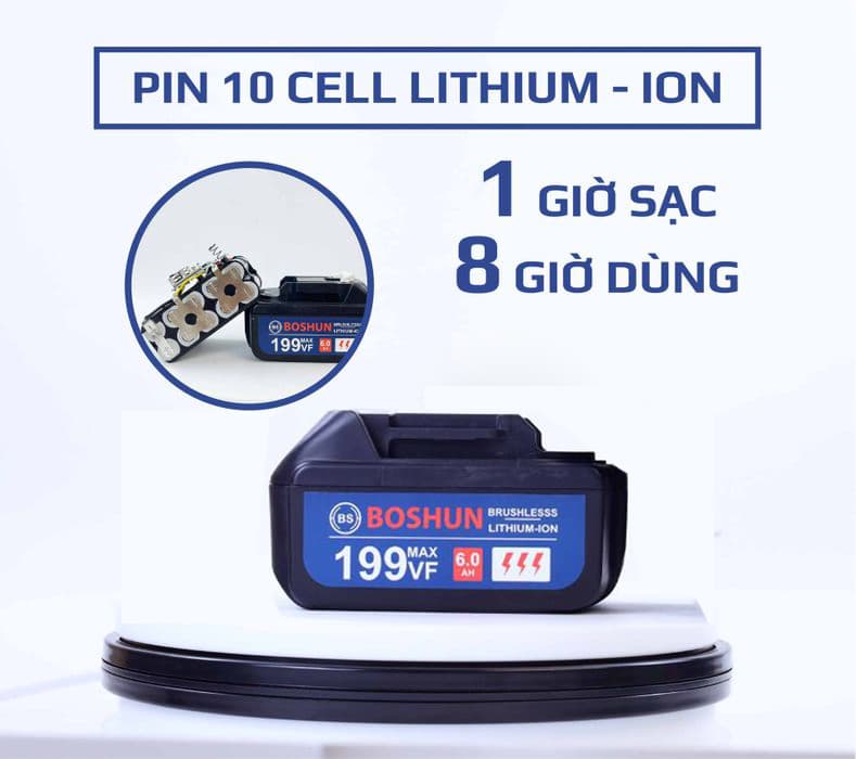 Quạt tích điện pin Boshun BS-Q1202 (Chân pin M21) - Chỉnh tốc vô cấp — TAY CẦM