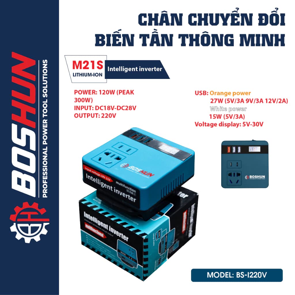Đế chuyển điện 220V Boshun BS-IW220 sang dòng xoay chiều, Kích điện inventor chân phổ thông - image 1