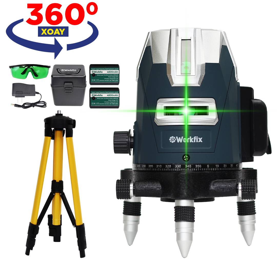 Máy bắn cốt, cân bằng laser Workfix WF-LS686PRO, 5 tia xanh, xoay 360°, kèm chân 1m3 - image 1