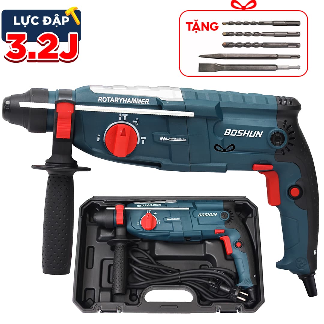 Máy khoan bê tông điện BOSHUN BS-RH1050PRO - 3 Chức Năng - 100% LÕI ĐỒNG - image 1