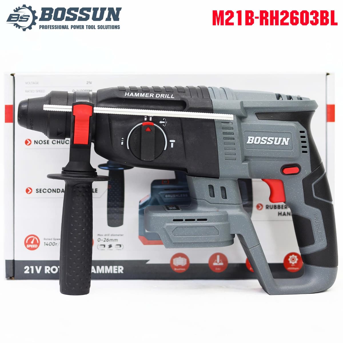 Máy khoan bê tông pin Bossun M21B-RH2603B, khoan 3 chức năng nhỏ gọn, đầu gài mũi 26mm - image 1