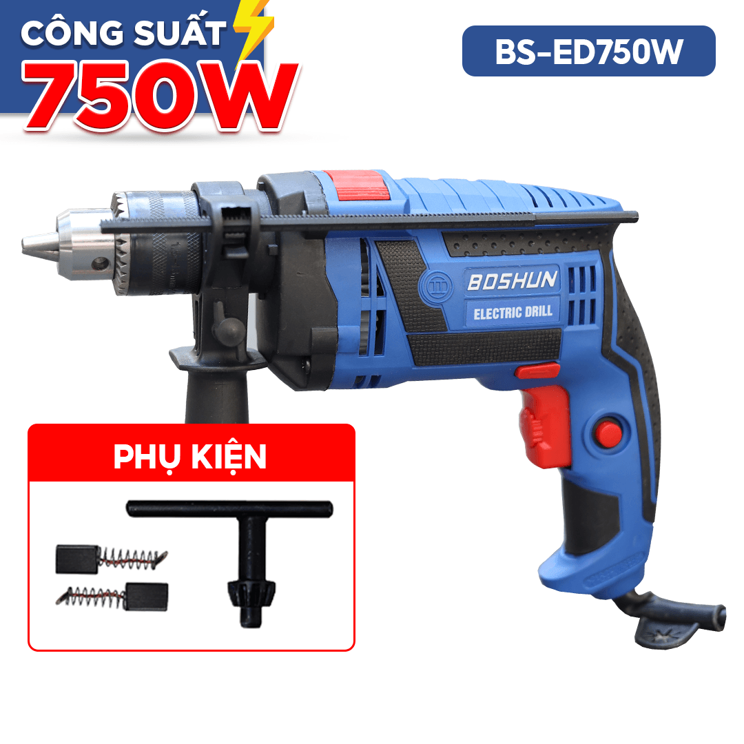 Máy Khoan Điện Có Búa BOSHUN BS-ED750W, Công Suất 750W - Đầu Kẹp 13mm - Có Chế Độ Búa - image 1