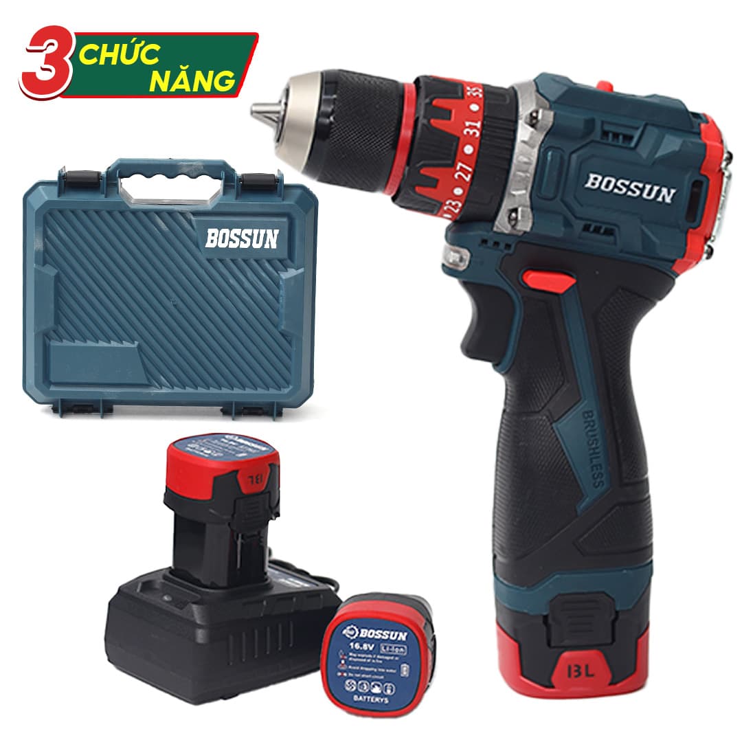 Máy Khoan Pin Bossun M16B-ID1610BL – 16.8V Lõi Đồng, 3 Chế Độ Đa Năng, Pin 4 Cell Dung Lượng Cao