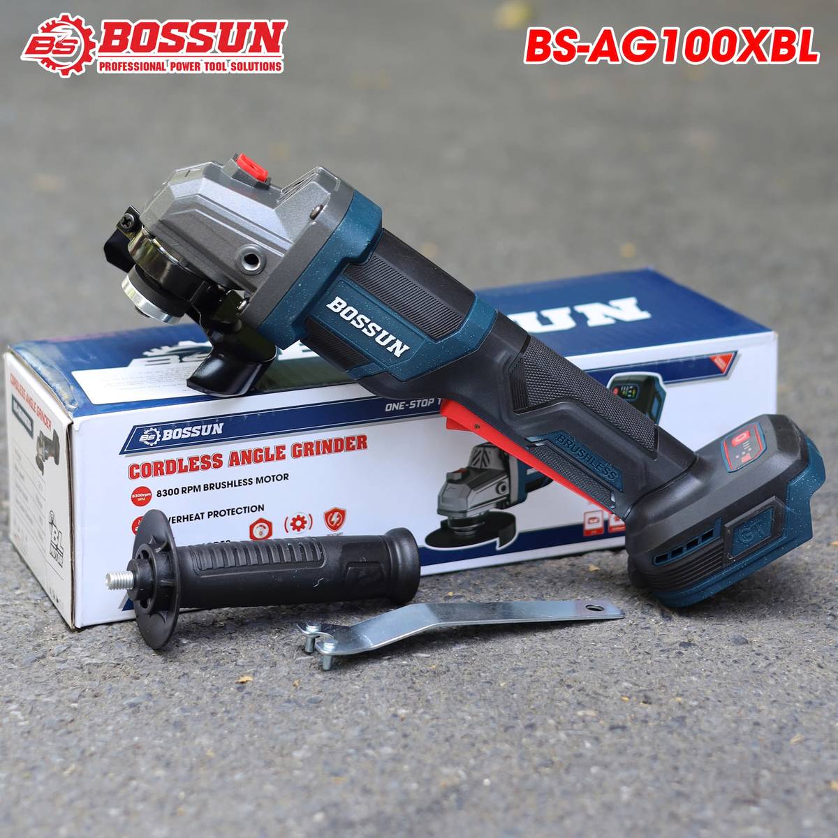 Máy mài pin Bossun BS-AG100XBL, công tắc bóp, đầu trục M10, chính hãng - image 1