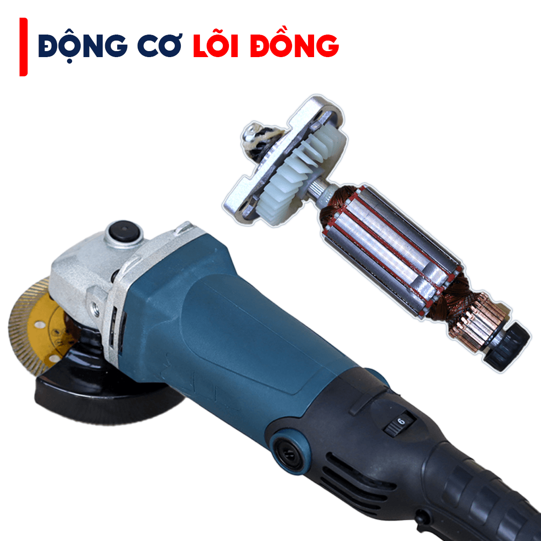 Máy mài điện Boshun BS-AG950W - Công suất 950W - Tặng bộ chổi than, tay cầm phụ — ĐỘNG CƠ 100% LÕI ĐỒNG