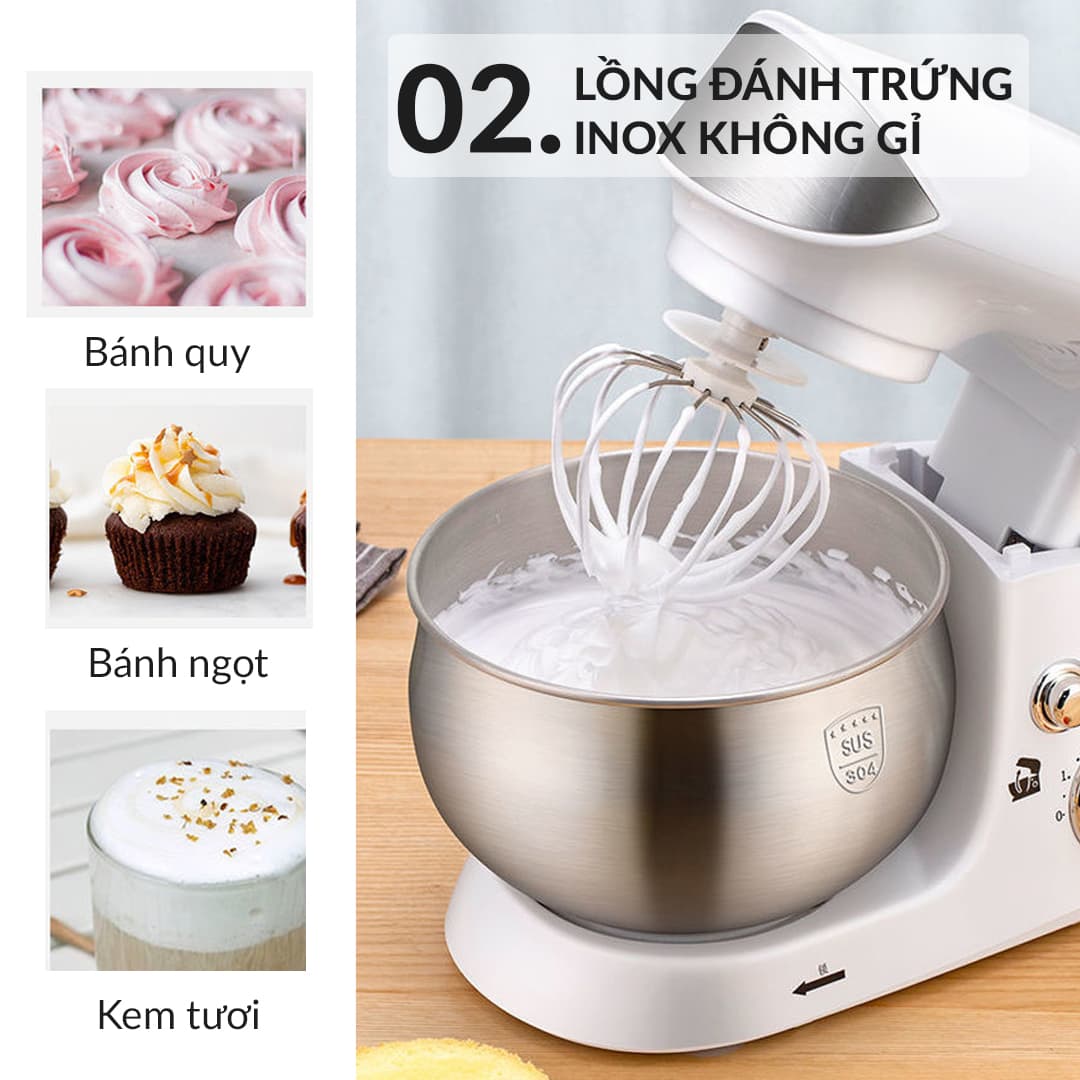 Máy Nhào Bột Venko Cỡ Lớn 3.5 Lít - Tặng Ngay 3 Đầu Trộn - Nhào Bột, Đánh Trứng, Quết Chả Giò — LỒNG ĐÁNH TRỨNG