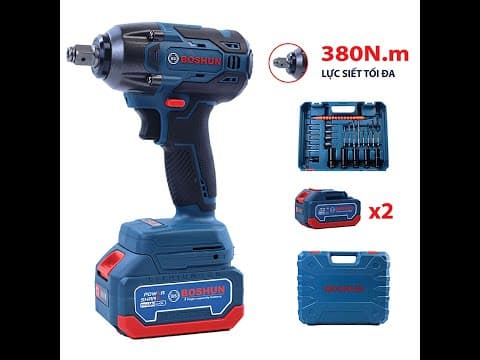 Máy Siết Bulong BOSHUN Lực siết 850N.m - Mở Ốc Ô Tô Tải Dễ Dàng - Bảo Hành Chính Hãng 12 Tháng — VIDEO THỰC TẾ (thumbnail video)
